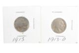 (2) 1913 Buffalo Nickels