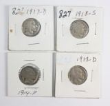 (4) Buffalo Nickels