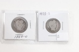 (2) 1893 Barber Quarters (O & S)