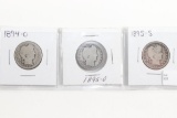 (3) Barber Quarters: 1894-O, 1895-O 1895-S