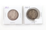 (2) 1910 Barber Half Dollars: 1910 & 1910-S