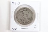 1916-D OBV Walking Liberty Half