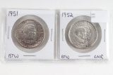 1951 BTW & 1952 BTW/GWC Half Dollar Commem