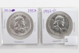 1957 & 1957-D Franklin Half Dollars