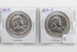 1958 & 1959-D Franklin Half Dollars