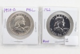 1959-D FBL & 1962 Proof Franklin Half Dollars