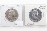 1962 & 1963-D Franklin Half Dollars
