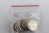 (10) 1964 Franklin Half Dollars