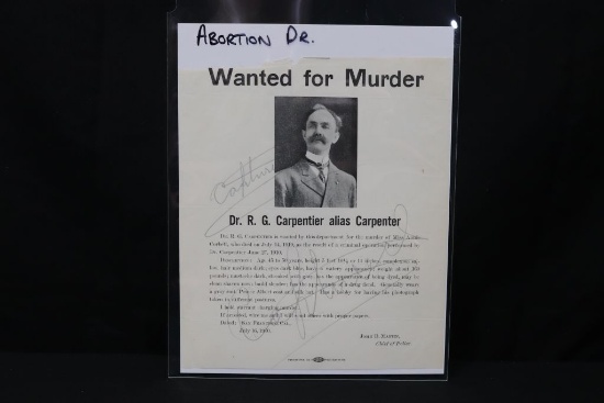1910 San Francisco wanted poster for abortion doctor