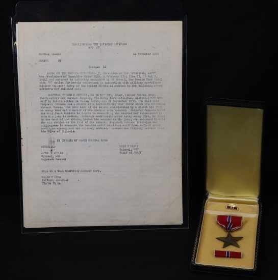 Korean War Bronze Star medal with General Order copy