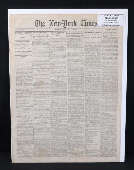 Civil War “Fort Pillow Massacre” NY Times newspaper.