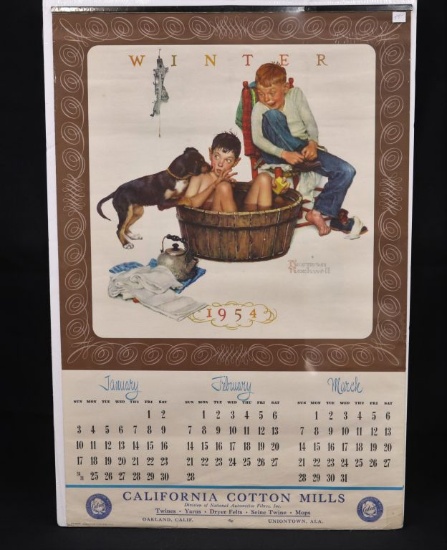 1954 Norman Rockwell Christmas wall calendar