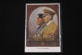 Hitler/Mussolini Color Propaganda Postcard