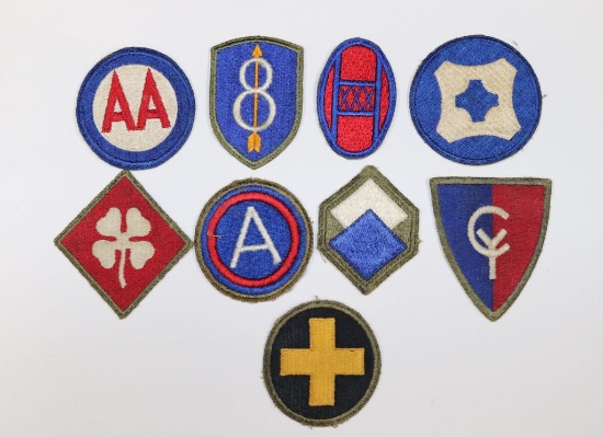 (9) WWII U.S. “Greenback” Army unit patches
