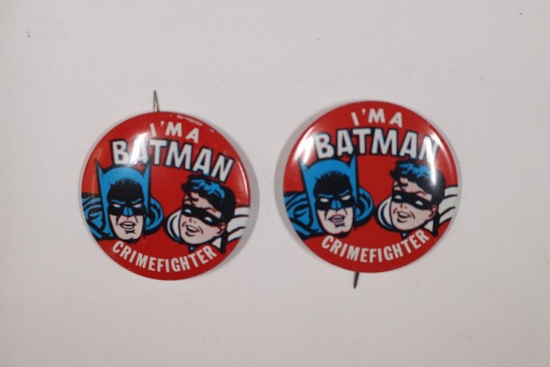 (2) 1960’s “I’m A Batman Crimefighter” buttons/pinbacks