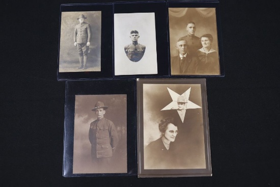 (5) WWI photos/postcards of U.S. Army soldiers