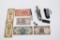 Estate Found Smalls- lighter, Chinese currency, match safe, etc.