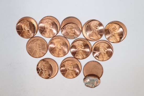 Lot (12) Lincoln cent error coins.