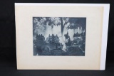 WWII Nazi lithograph photo of Army troop column in Poland