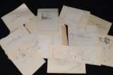 Large group of 1920’s/30's young boy’s drawings.  Most are planes, ships, motorcycles, etc. done on