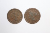 Lot (2) U.S. large cents:  1848 and 1851