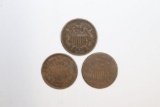Lot (3) U.S. 2¢ coins:  1864, 1865, 1865