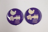 (2) 1969 Woodstock “Peace & Music” pinback buttons