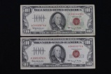 (2) Series 1966 red seal $100.00 notes - $200 face value