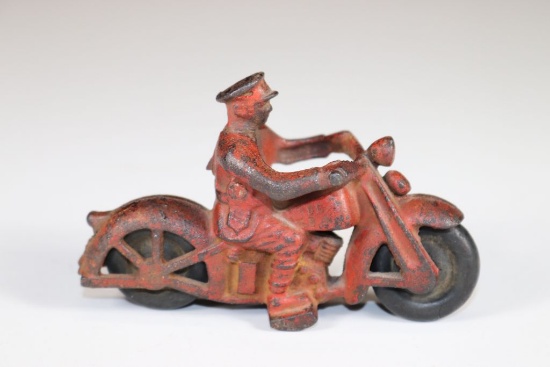 1930's Cast Iron Toy Police Motorcycle