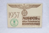 1937 Reichsparteitages Ausweis