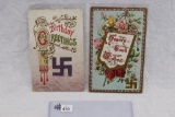 (2) Vintage US Postcards w/Swastikas