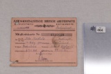 Nazi NSDAP Membership Card