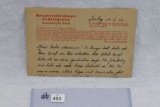 Concentration Camp Sachsenhausen Letter