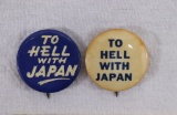 (2) WWII US Anti-Japanese Buttons/Pins