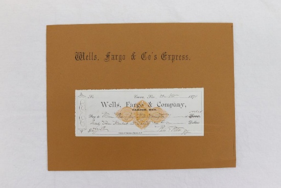 Wells Fargo/Carson City 1874 Check