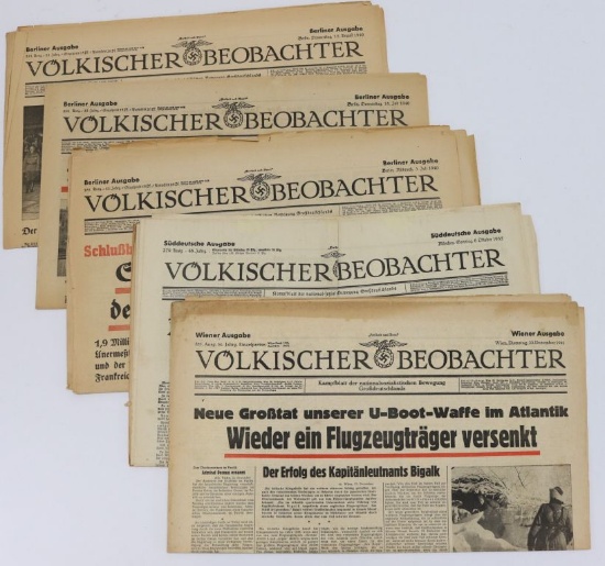 9 Nazi Volkischer Beobachter Newspapers