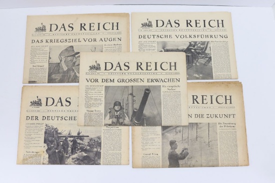 (5) Nazi WWII "Das Reich" Newspapers