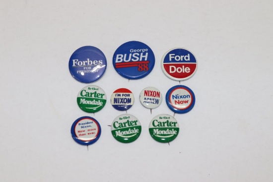 10 Vintage Presidential Campaign Buttons