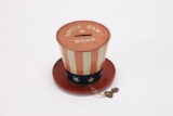 WWII Uncle Sam Tin Litho Hat Bank