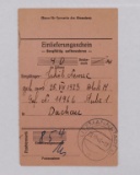 Nazi Concentration Camp Postal Receipt