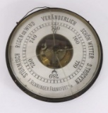 Vintage German Brass & Glass Barometer
