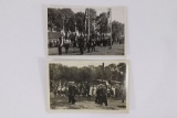 2 Nazi RPPC/Postcards w/Hitler Youth Flags