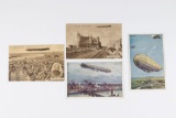 (4) WWI German Zeppelin Postcards