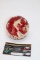 Red Floral Art Glass Paperweight