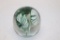 Green & White Flowers Art Glass Paperweight