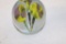 Yellow & Purple Flowers Art Glass Paperweight