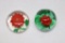 Pair of Red Flowers Art Glass Paperweights