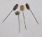 (4) Vintage Jeweled Figural Stick Pins