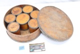 1858 Antique Spice Set Shaker Wood Box