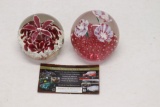 Pink Flowers Art Glass Paperweight (2)